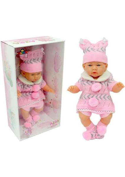 Azra Bebek Newborn Pembe-Gri Triko Elbiseli