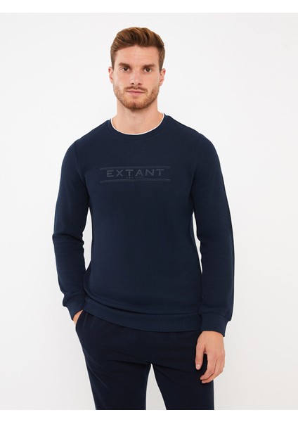 Yeni Sezon Bisiklet Yaka Uzun Kollu Baskılı Erkek Sweatshirt