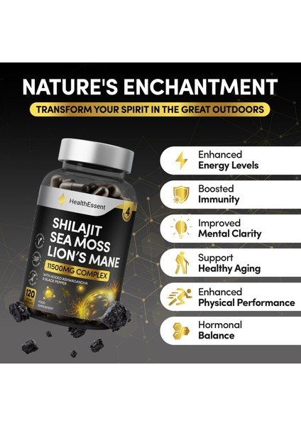 Shilajit + Sea Moss + Lion’s Mane Vegan 11.500 Mg – 120 Kapsül Adaptogen Kompleksi fırsatları
