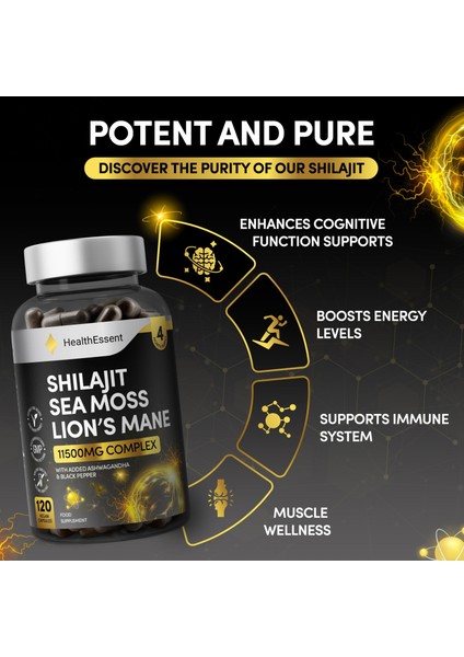 Shilajit + Sea Moss + Lion’s Mane Vegan 11.500 Mg – 120 Kapsül Adaptogen Kompleksi indirimleri