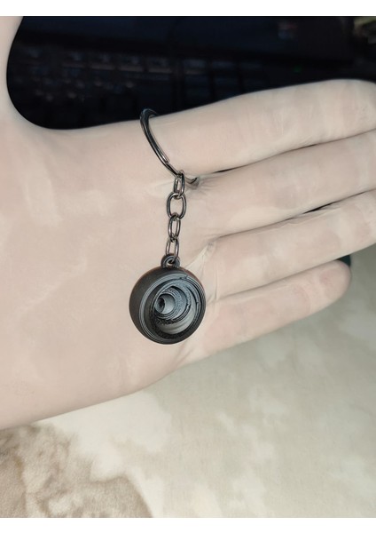 Anahtarlık Halka Oynar Çember Siyah Beyaz