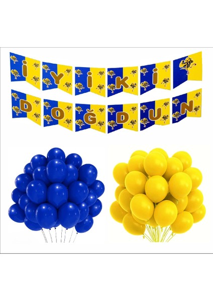 Taraftar Fenerbahçe Sarı Lacivert 20 Balon + Banner
