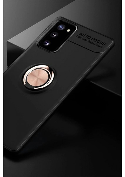 Ieg Samsung Galaxy Note 20 Kılıf Range Yüzüklü Silikon - Siyah-Gold fiyatları