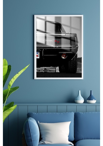 Dodge Araba Çerçeveli Metal Poster Tablo