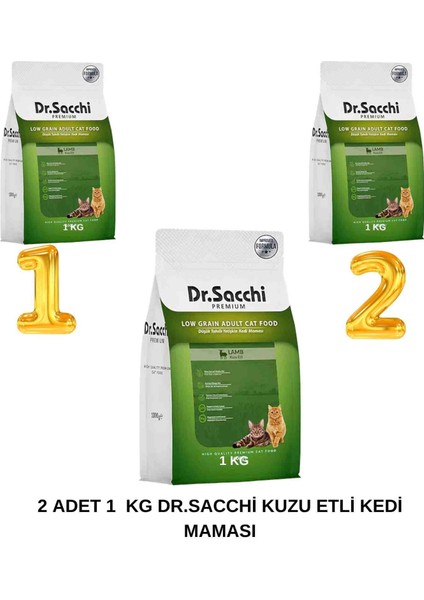 Dr.sacchi Düşük Tahıllı Kuzu Etli Yetişkin Kedi Maması 1 kg