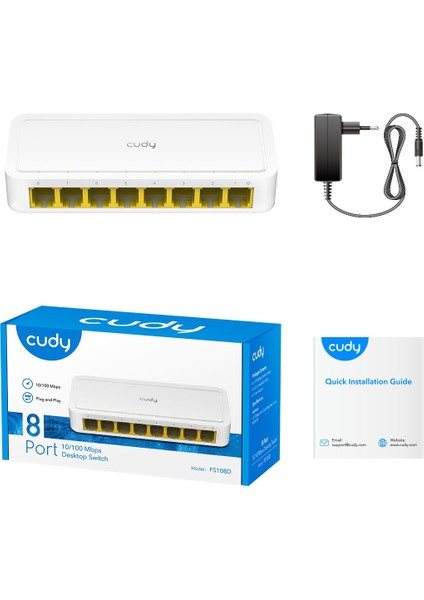 Cudy FS108D 8 Port 10/100 Yonetılemez Desktop Swıtch Plastik Kasa
