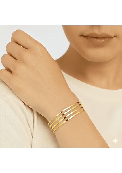 Kadın Çelik Ajda Bileklik - 4 Lü Model - Altın Renk modelleri