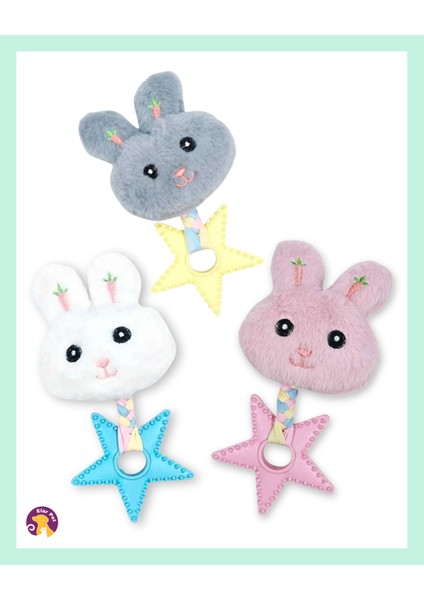 Kedi ve Köpek Yıldızlı Tavşan Dişlik Oyuncak (Beyaz) fiyatları