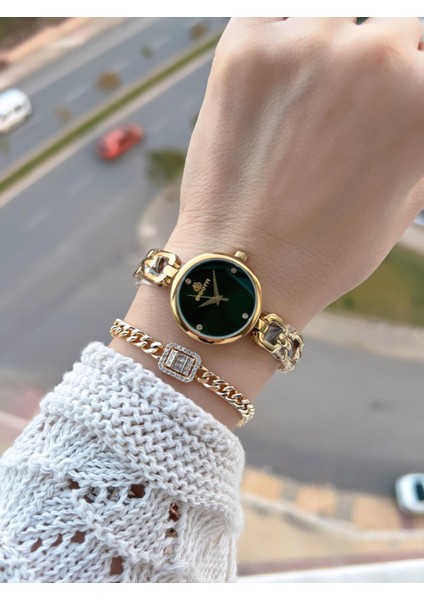Mini Vintage Kasa Çelik Kordon 2 Yıl Garantili 3 Atm Kadın Kol Saati+Bileklik YBG.10654.6 fiyatları