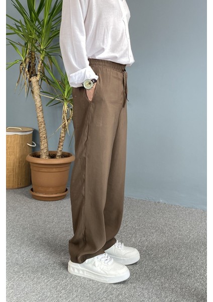 Modal Kumaş Bağcıklı Baggy Pantolon Haki modelleri