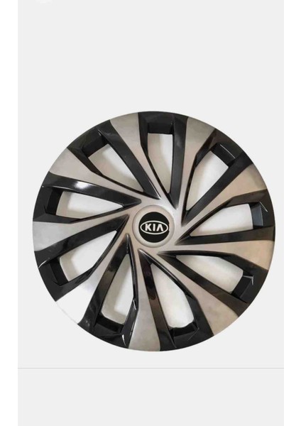 Kia 14 Inç Jant Kapağı Gri-Siyah Esnek Kırılmaz 4 Adet