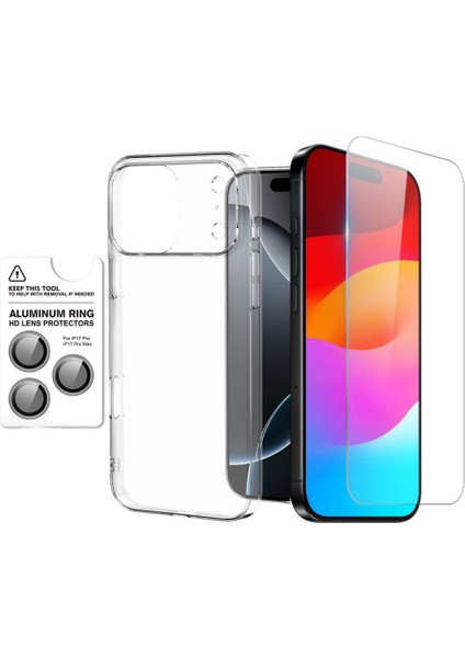 iPhone 17 Pro Kılıf Droga Multi Set Paket Kılıf Ekran Koruyucu Kamera Lens Koruyucu