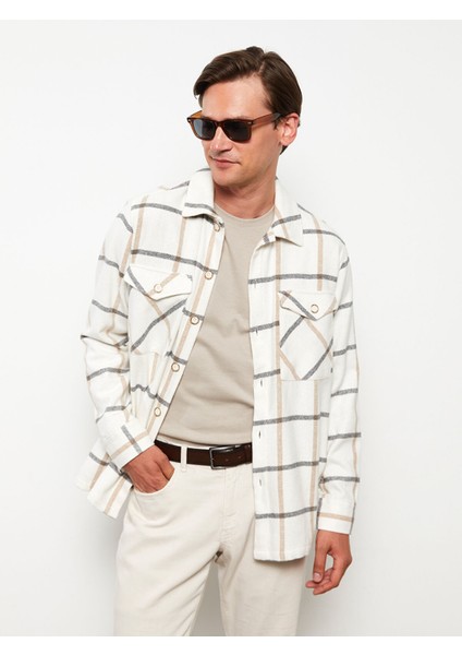 Yeni Sezon Rahat Kalıp Uzun Kollu Ekose Gabardin Erkek Gömlek Ceket modelleri