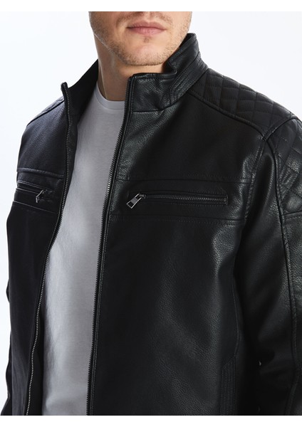 Yeni Sezon Standart Kalıp Erkek Deri Görünümlü Ceket indirimleri