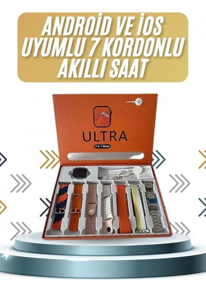 Ieg® 7 Kordonlu Akıllı Saat Plastik Kordon Hasır Kordon Çelik Kordon