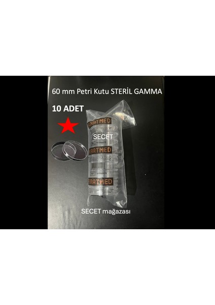 60 mm Gamma Steril Plastik Petri Kabı ( 10 Adet/pk )