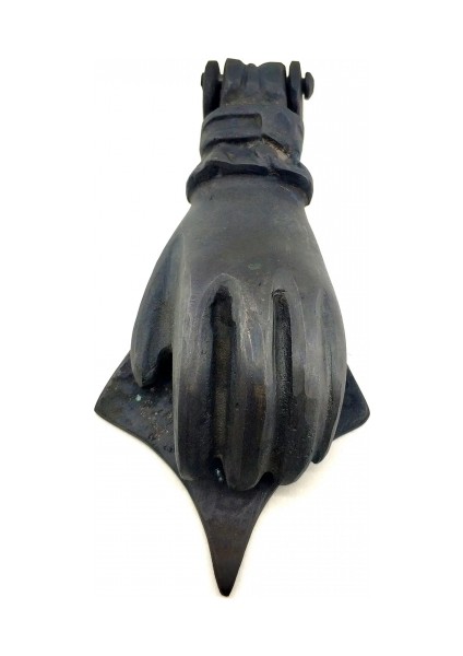 Antika Tarz Dekoratif Pirinç El Kapı Tokmağı, Taktak - 167X75 Mm, Oksit