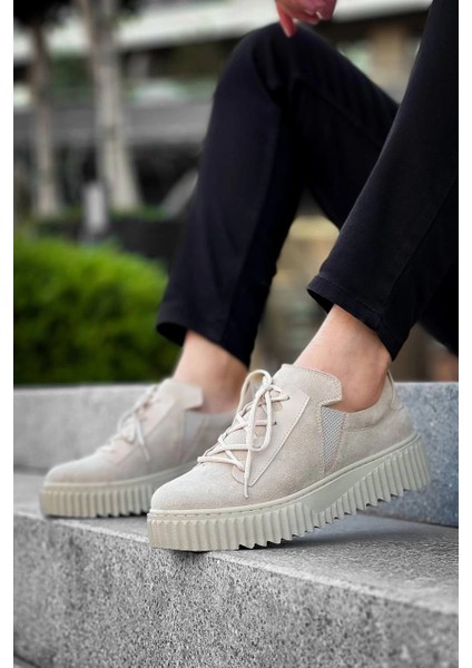 Nrtmsa KB-X502 Kuback Bej Süet Yüksek Bej Taban Bağcık Detaylı Lastikli Günlük Erkek Ayakkabı (Numara: 41) modelleri