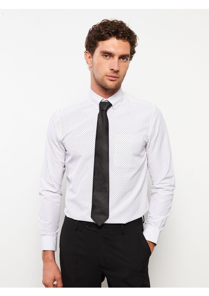 Yeni Sezon Regular Fit Uzun Kollu Desenli Poplin Erkek Gömlek
