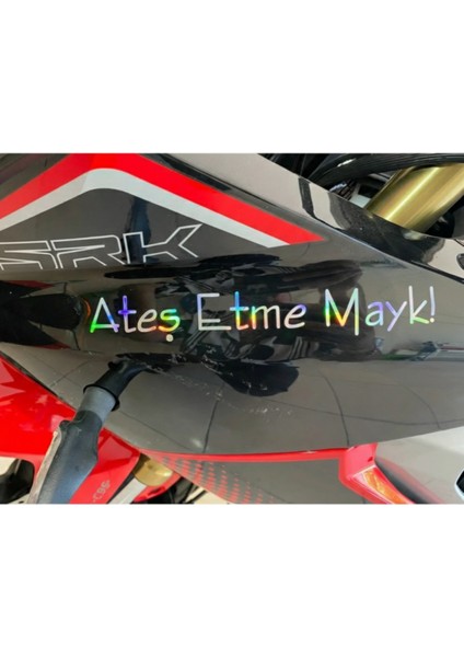 Motor-Araba-Kask Için Hologram Renk' Ateş Etme Mayk' Sticker Etiket (20CM)
