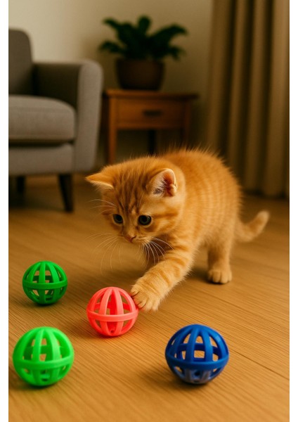 Çıngıraklı Kedi Oyuncak Topu – Renkli Sesli Kedi Oyuncağı 4 Adet fiyatları