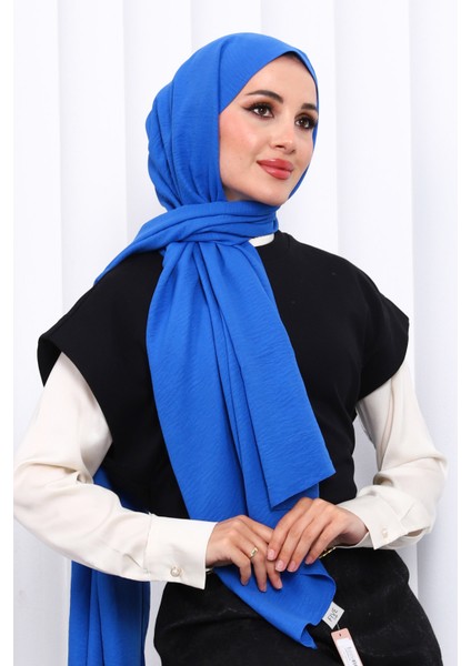 Saks Mavi Pamuklu Caz Şal modelleri