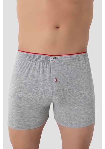 Erkek Gri Düğmeli Boxer 3'lü Paket %100 Pamuklu Penye modelleri