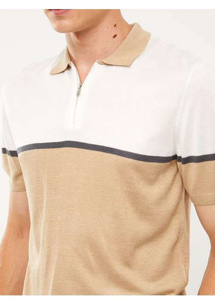 Yeni Sezon Polo Yaka Kısa Kollu Renk Bloklu Erkek Triko Kazak fırsatları