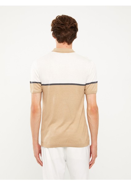 Yeni Sezon Polo Yaka Kısa Kollu Renk Bloklu Erkek Triko Kazak indirimleri