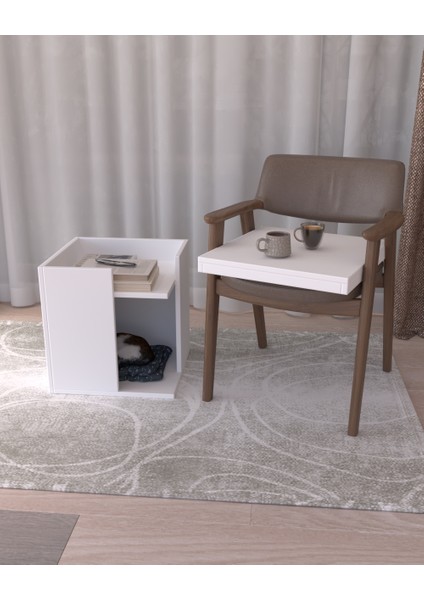 Pati Dostu Ikili Konfor Sehpa Beyaz | Üstü Tepsi | %100 Mdf fiyatları