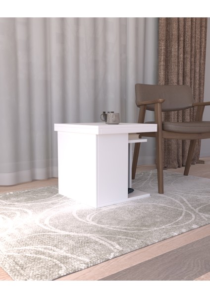 Pati Dostu Ikili Konfor Sehpa Beyaz | Üstü Tepsi | %100 Mdf modelleri