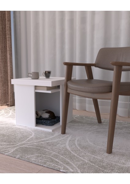 Pati Dostu Ikili Konfor Sehpa Beyaz | Üstü Tepsi | %100 Mdf fırsatları