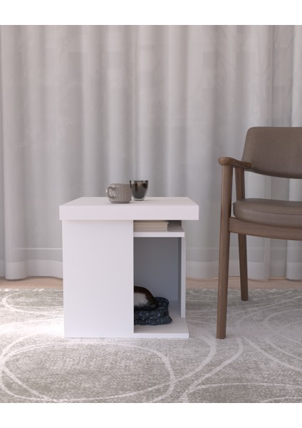 Pati Dostu Ikili Konfor Sehpa Beyaz | Üstü Tepsi | %100 Mdf indirimleri