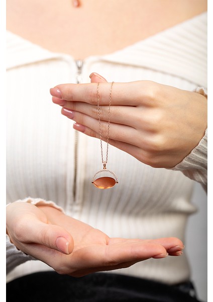 Zirkon Taşlı Yuvarlak Model Rose Renk Isme Özel Yazılı 925 Ayar Gümüş Kadın Kolye fırsatları