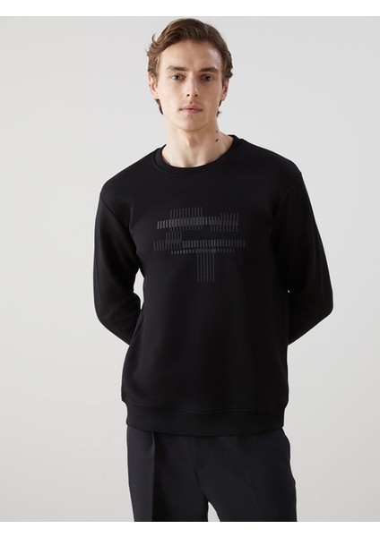 Yeni Sezon Bisiklet Yaka Uzun Kollu Baskılı Erkek Sweatshirt