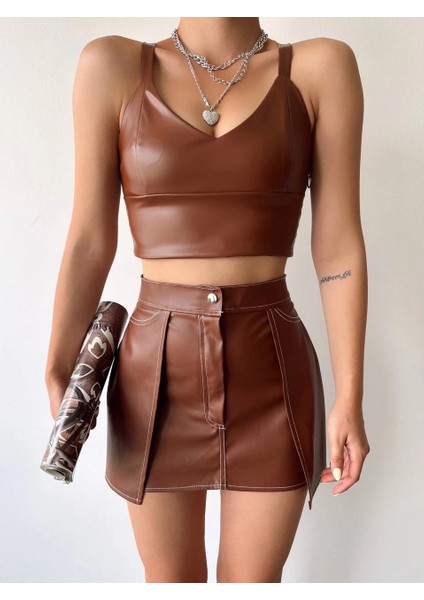 Lvsqvr Kontrast Deri Etek Kahve W260015 (Beden: M) fiyatları