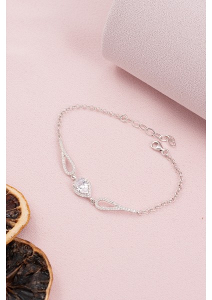 925 Ayar Gümüş Rodyumlu Zirkon Taşlı Damla Bileklik fiyatları