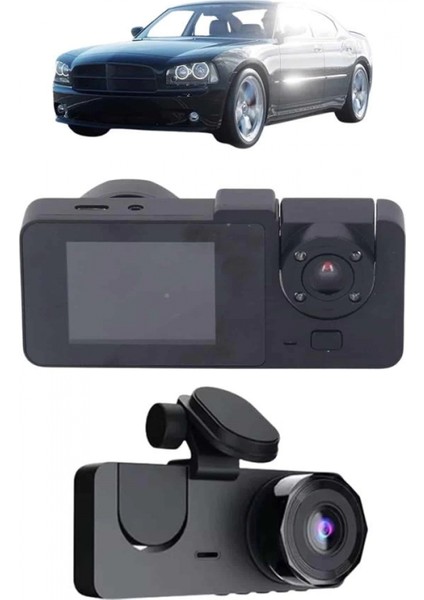 Gece Görüşlü DVR 3 Lensli Araç İçi Sürüş Kamerası Video Kaydedici