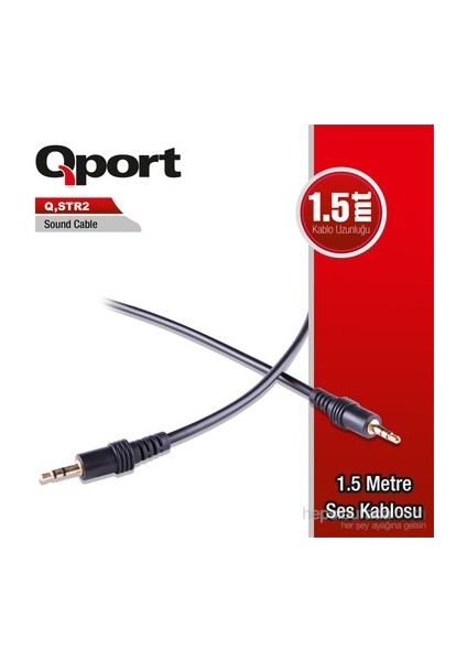 Qport Q-Str2 3.5mm Stereo Erkek - 2 Rca 1.5 mt Stereo Kablo