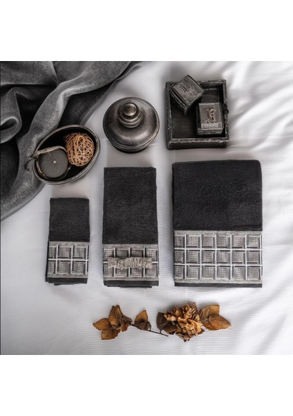 Tılsım Koleksiyonu Micro Bambu, Antrasit Renk, Özel Paketli Havlu Seti