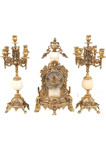 3'lü Saf Pirinç Imparatorluk Tarzı Şamdan Seti Osmanlı Saray Tasarımı Retro Şamdan Seti modelleri