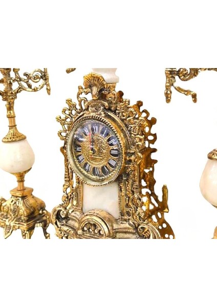 3'lü Saf Pirinç Imparatorluk Tarzı Şamdan Seti Osmanlı Saray Tasarımı Retro Şamdan Seti fırsatları