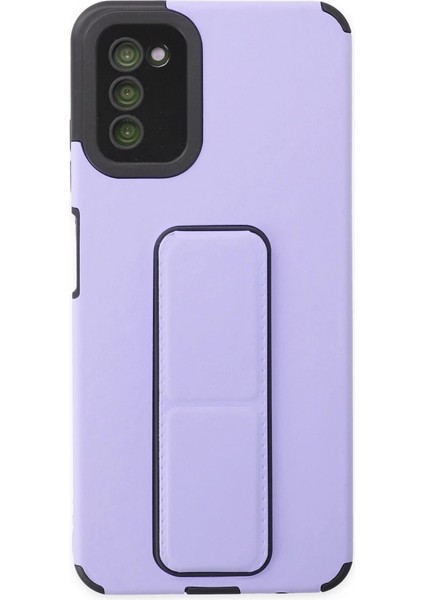 Samsung Galaxy A03S Kılıf Mega Standlı Silikon - Lila