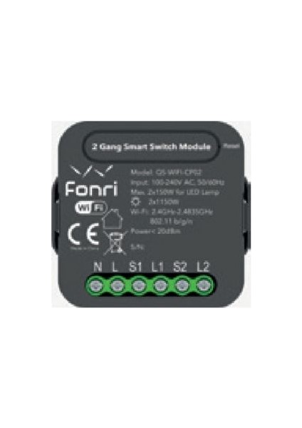 Fonri WF3-EL3-0202-01 Wıfı Kablosuz Cpo2 Akıllı Sıvaltı Ikili Anahtar