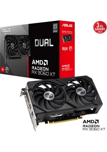 Asus DUAL-RX9060XT-8G RX9060XT 8gb Ddr7 128BIT 3xdp/1xhdmı