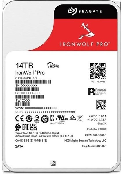 Seagate Ironwolf Pro 14TB 7200RPM 256MB Sata3 6gbit/sn ST14000NT001 Nas HDD