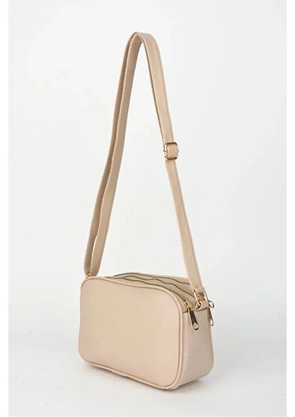 Kadın Sincap Krem 4 Bölmeli Suni Deri Orta Boy Fermuar Kapama El Kol ve Omuz Çantası fiyatları