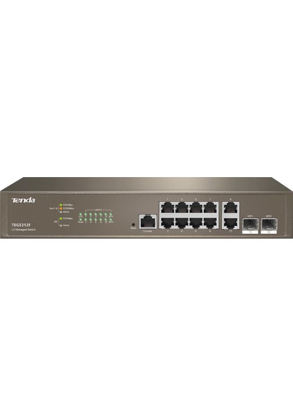 Tenda TEG5312F 10 Port 10/100/1000 2 x Sfp Yonetılebılır Rack Mount Swıtch fiyatları