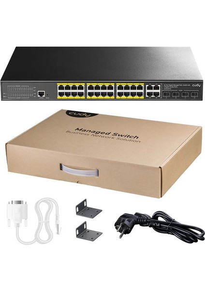 Cudy GS2028PS4-300W 24 Port 10/100/1000 24 Port Poe+ 4 Port Uplınk+4 Port Sfp Yonetılebılır Rack Mount Swıtch