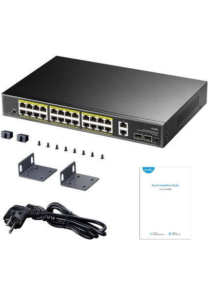 Cudy GS1026PS2 24 Port 10/100/1000 24 Port Poe+ 2 Port Uplınk +2 Sfp 300W Yonetılemez Rack Mount Swıtch